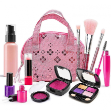 11/21 pièces Faux maquillage pour fille, jouets de maquillage portables et lavables pour petites filles, pochette de 25 à 26 coques