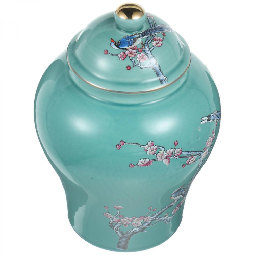 Sealed Tea Storage Jar Ceramic Container for Kitchen Use Green Color
