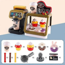 2025 Kid Play House Game Kitchen Fast Food Restaurant Burger Fries Dessert Coffee Machine Cashier Set Mini Educational Role Play Toyscoffee dessert
