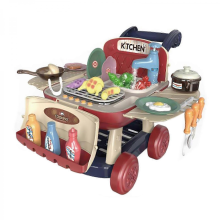 26-27 Cucina simulata, carrello della spesa, carrello da cucina per bambini, giocattolo, mini, regali divertenti, 25 pezzi, rosso