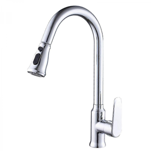 2025 Full Brass Pull Out Kitchen Sink FaucetSilver