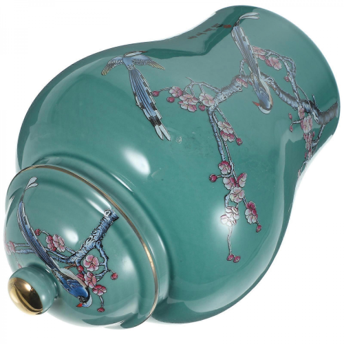 Sealed Tea Storage Jar Ceramic Container for Kitchen Use Green Color 1