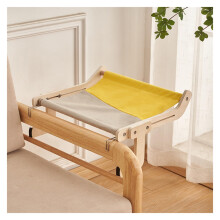 Cat Bed Hammock Window Mount Hanging Cat Cushion With Wooden Frame Washable Removable Mat Easy To Install Grayish Yellow