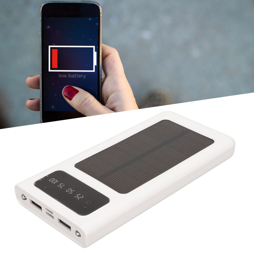 20000Mah Solar Power Bank With Dual Usb, Flashlight, Support Power Display, White 5051371550064