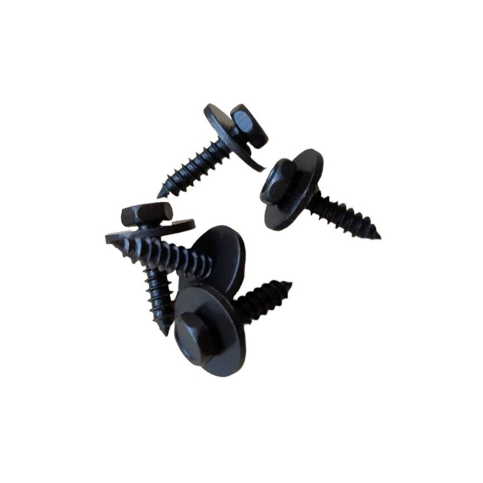 10/20Pcs 4.8X19mm Black Hex Head Self Tapping Screws With Washer For Car Rustresistant 9189345301070