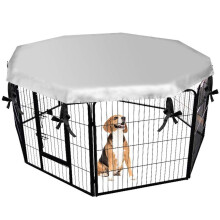 Dog Crate  Cover Durable Sun Shade Rainproof Kennel Cover For Wire Crates 68.5in 8Side Oxford Silver Indoor Outdoor