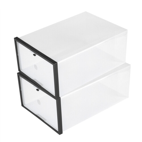 Plastic Organizer with Stackable Box and Transparent Box Body, Clear Drawer Shoe Storage Organizer for Home, Foldable Design Multi-purpose Storage