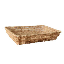 Vielseitiges Tablett zum Servieren und Aufbewahren zu Hause, handgeflochtener Weidenkorb mit natürlichem Rattan-Design, Mehrzweck-Tablett zum