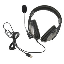 USB Gaming Headset with Microphone, 40mm Speakers, Adjustable Volume, Black/Gray