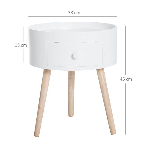 Homcom HOMCOM Coffee Table Furniture Round Corner Storage Unit Side White Office 2
