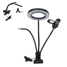 Lampă flexibilă cu gât de lebădă, lampă de birou alimentată prin USB, clemă puternică, luminozitate reglabilă, lumină rotativă cu design
