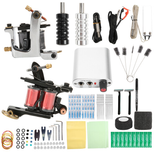 Silicone Practice Skin Included Tattoo Machine Kit Fine Line Work Capable Rustic Style Double Coil Set Beginner Friendly 1