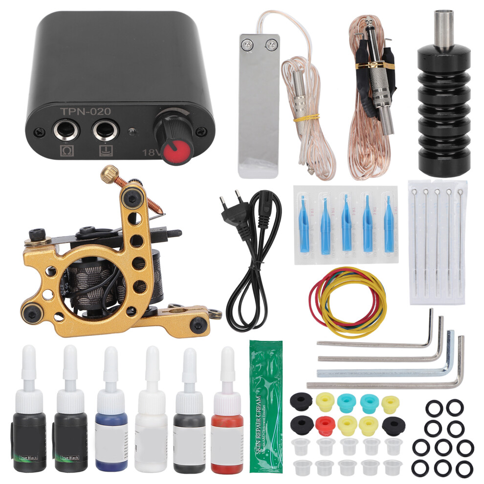 Professional Tattoo Machine Kit With Digital Power Supply Fine Line Work Stainless Steel Copper Durable Craftsmanship Ergonomic Design Voltage