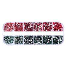Stunning Crystal Iridescent Gems, Flatback Rhinestones In Dark Green And Bright Red, With Storage Box For Diy Projects Including Nail Art, Jewelry,