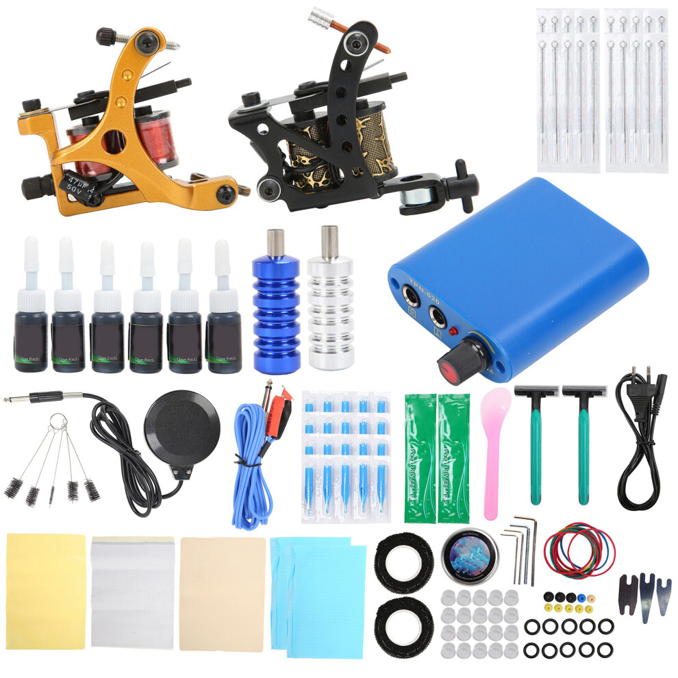 Starter Tattoo Kit For Learners Vibrant Color Ink Collection Coil Tattoo Machine Set Professional Grade Power Supply Soft PU Leather Organizer Case