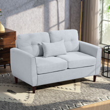 HOMCOM Modern Chic Loveseat with Armrest Spring Padding, Light Grey