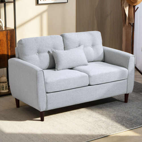 Homcom HOMCOM Modern Chic Loveseat with Armrest Spring Padding, Light Grey 1