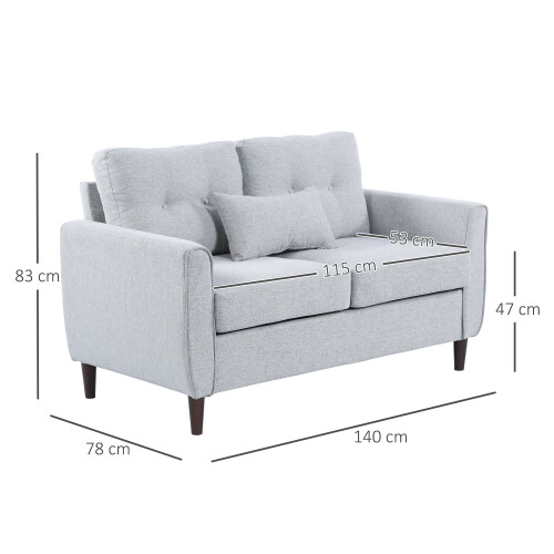 Homcom HOMCOM Modern Chic Loveseat with Armrest Spring Padding, Light Grey 2