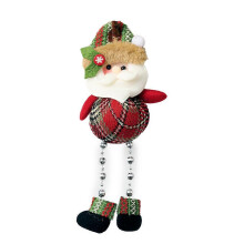 (As show, style 3) Lovely Christmas Pendant, Plaid Cloth Beads Legs Doll Cartoon Christmas Tree Decorative Hanging Ornament for Home Bar Party