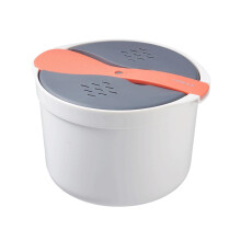 Microwave Rice Cooker 2L Steamer Set with Strainer Lid and Scoop, Dishwasher Safe for Rice Vegetables
