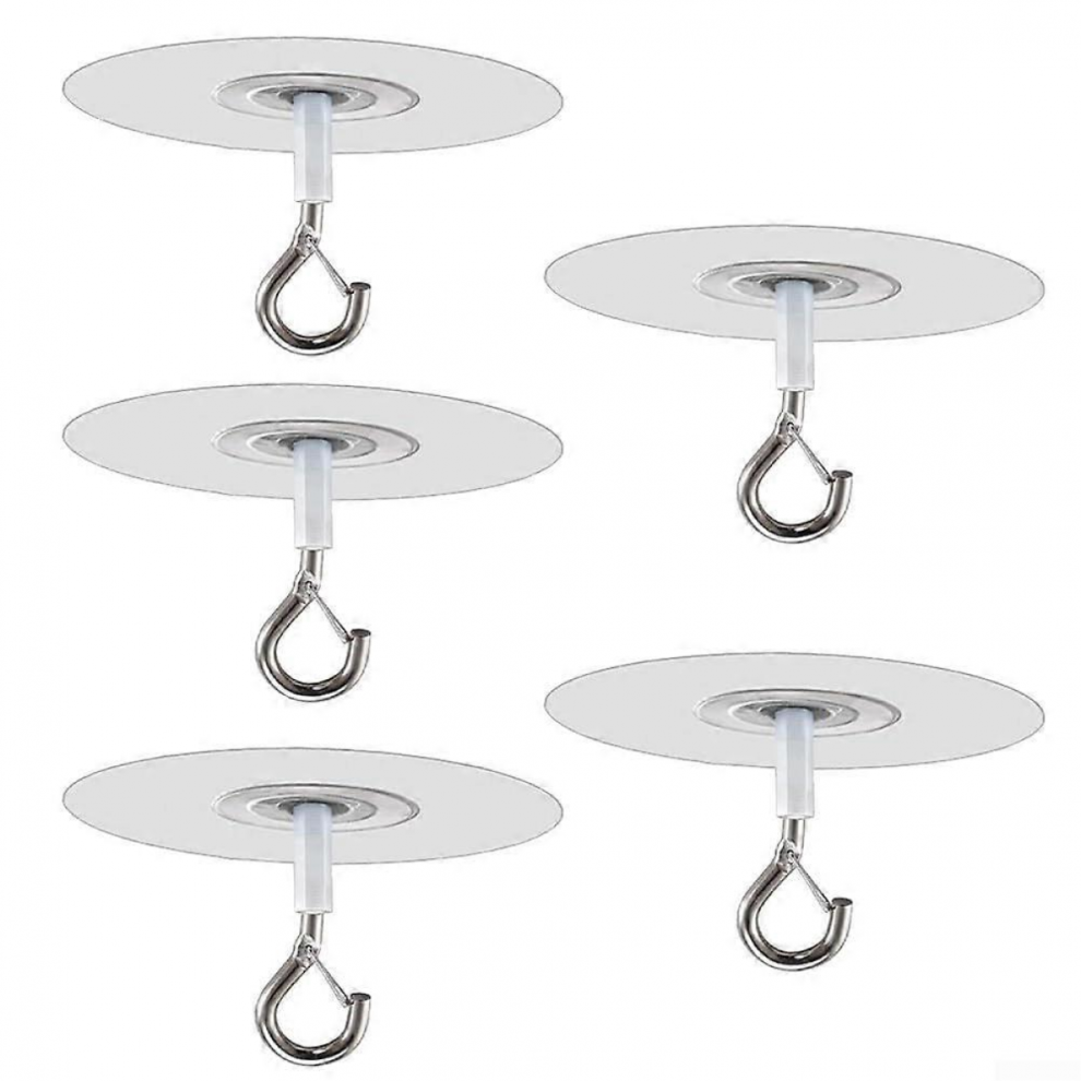 5 Pcs No Hole Ceiling Hooks With Strong Adhesive Hold, Damage Hanging For Kitchen Bathroom 5008878141417