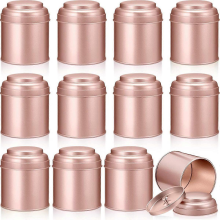 12 Pcs Tea Tin Canister with Airtight Double Lids Round Tin Can Box Small Kitchen Tea Canister Loos