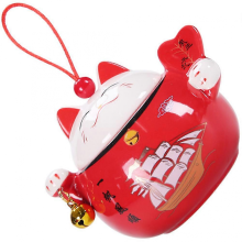 Fortune Cat Canister Ceramic Kitchen Use Moisture-Proof Dust-Proof 1Pcs