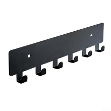 Porte-clés mural robuste avec 6 crochets métalliques, noir mat, pour entrée, couloir ou bureau.