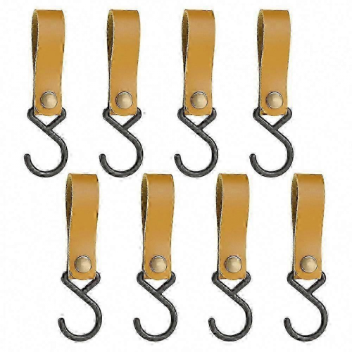 Curry8pcs Leather S-Hooks, Metal Hooks for Hanging, Camping Hook Hanger Stroller Hooks, Leather Hooks