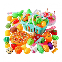 2026 Kids Kitchen Food Toy Educational Interactive Pretend Play Cutting Fruits Vegetables Pizza Playset for Home