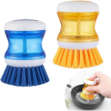 Soap Dispensing Dish Brush, 2 PCS Soap Dispensing Palm Brush, Multifunctional Pressing Cleaning Brush Palm Scrub Refillable Soap Dispensing for Dishe