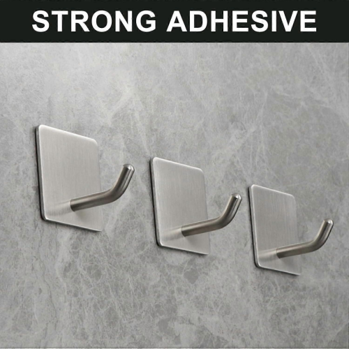 4 Pack Adhesive Wall Hooks Stainless Steel Waterproof Rustproof for Bathroom Kitchen Towels Coats 2