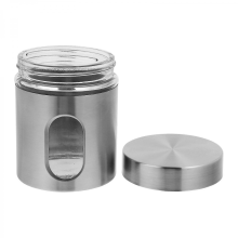 Stainless Steel Storage Bottle Glass Dried Food Holder Household Kitchen Storage Supplies Sealed Storage Silver 1Pcs