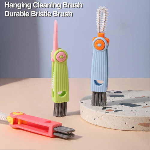 Red2026 3-in-1 Cup Lid Brush Space-saving Design Durable Bristles Multi-functional Gap Clean Brush for 2