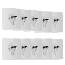 Lot de 10 crochets muraux adhésifs ultra-résistants, étanches, sans perçage pour salle de bain et cuisine (blanc).