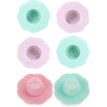 6 Pieces Flower Shaped Drain Strainer Drain Protectors, Pink and Green 2026