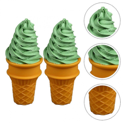 Green Ice Cream Model Simulated for Home Display Decoration 2Pcs Toy 2