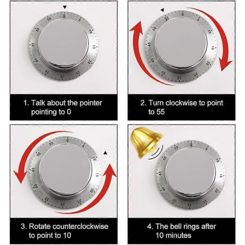 Stainless Steel Kitchen Timer with Magnetic Base, Loud Alarm, Easy WindUp for Cooking and Baking 1