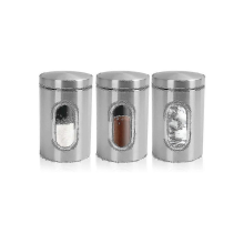 3 Piece Kitchen Canister Set Silver 25-26