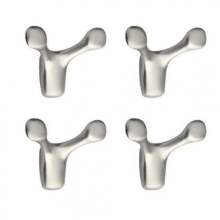 Lot de 4 crochets muraux en forme de corne de vache pour manteaux, argent brossé