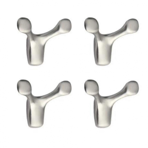 2026 4pcs Wall-mounted Clothes Hook Cow Horn Hook Coat Hook Brushed Silver