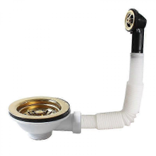 Kit de vidange pour évier de cuisine TALEA, panier rond avec trop-plein, finition or, modÚle XK186C062