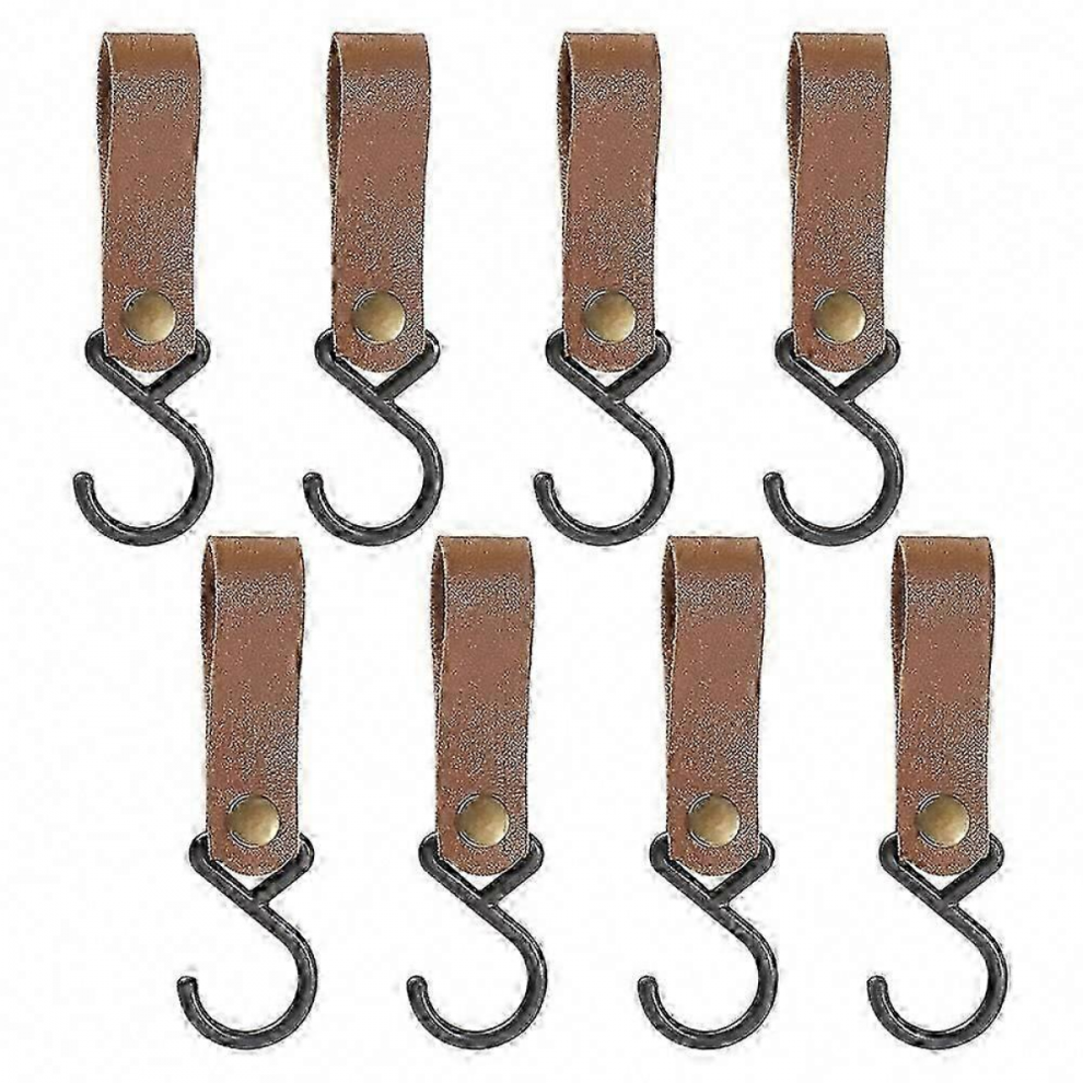 8Pcs Leather S-Hooks, Metal Hooks For Hanging, Camping Hook Hanger Stroller Hooks, Leather Hooksmud Brown 5008878190545