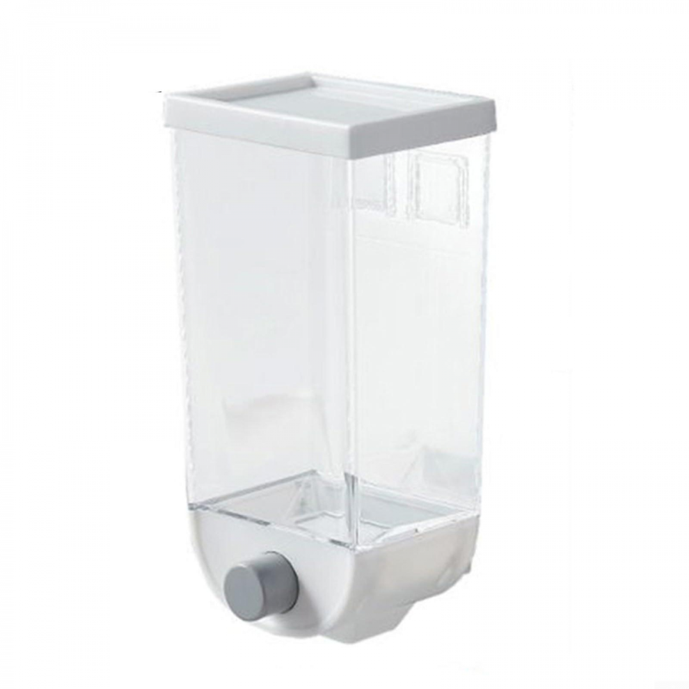 Wall Mounted Cereal Dispenser 1.5L White Airtight Grain Storage Container For Kitchen 6273538124058