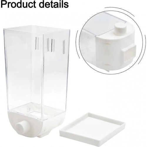 Wall Mounted Cereal Dispenser 1.5L White Airtight Grain Storage Container for Kitchen 2