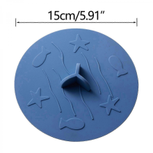 Bouchon de douche bleu foncé 26-27 cm avec ventouse et couvercle convexe, idéal pour salle de bain, baignoire et cuisine.