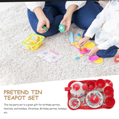 Kinder-Teeservice aus Blech, 1 Set Spielzeug für Rollenspiele 2