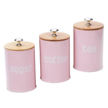 Pink Food Storage Jar for Kitchen Use with Airtight Seal Set of 3