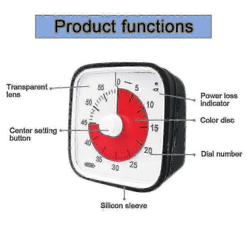 2025 Visual Countdown Timer, Oversize Classroom Visual Timer For Kids And Adults, Durable Mechanical Kitchen Timer ClockBlack 2