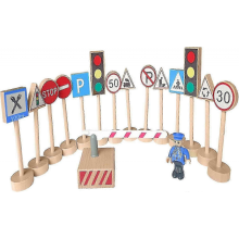 Set da gioco stradale in legno da 15 pezzi con luci